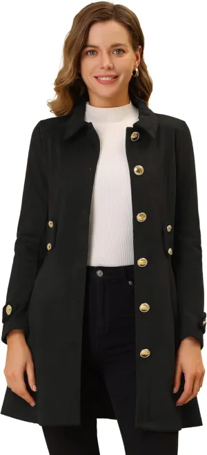 Allegra K Women's Faux Suede Coats Single Breasted Belted Vintage Fall Winter Trench Coat