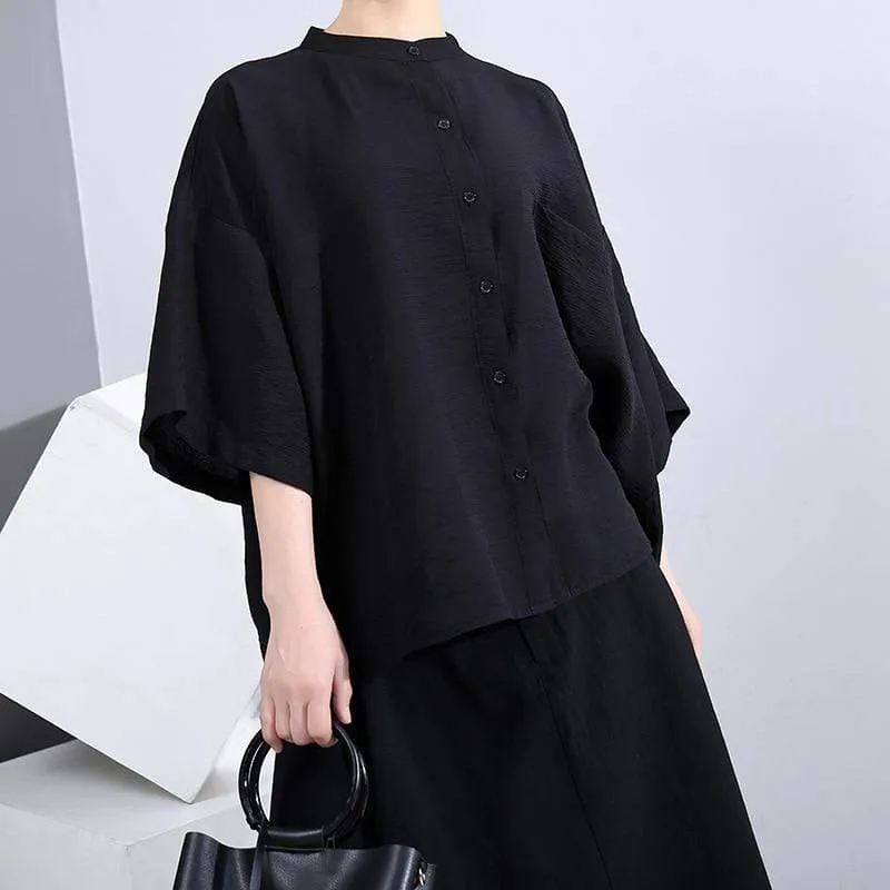 Asymmetrical Black Ruffled Blouse | Millennials