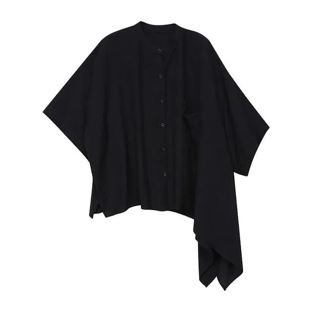 Asymmetrical Black Ruffled Blouse | Millennials