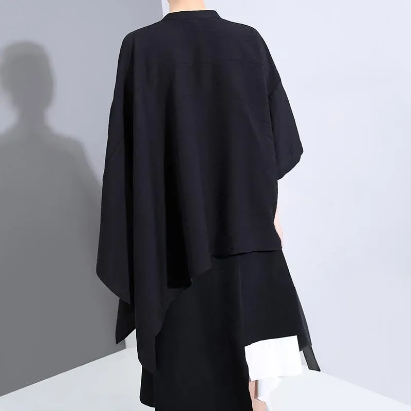 Asymmetrical Black Ruffled Blouse | Millennials