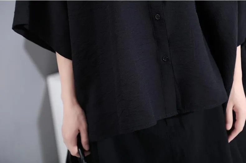 Asymmetrical Black Ruffled Blouse | Millennials
