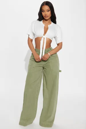 Aubrey Wide Leg Pant - Olive