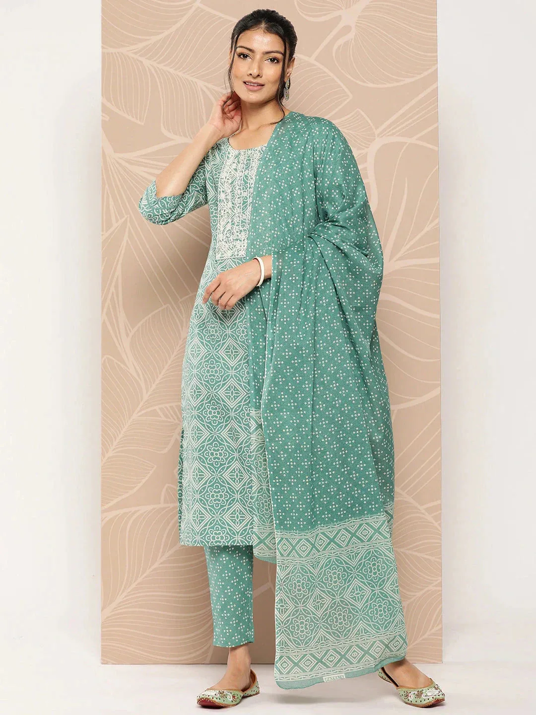 Bandhani Cotton Kurta Dupatta Set