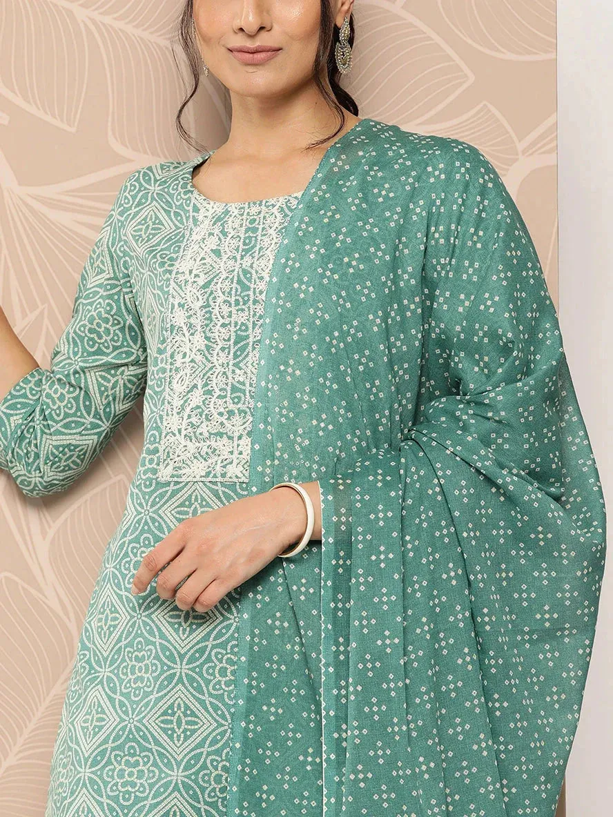 Bandhani Cotton Kurta Dupatta Set