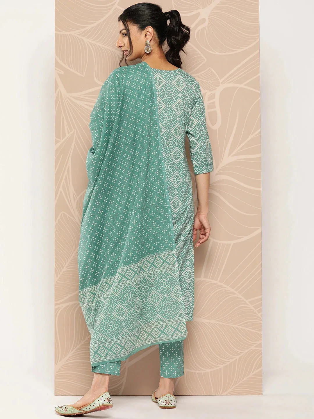 Bandhani Cotton Kurta Dupatta Set