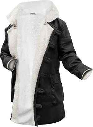 Bane Coat Dark Knight Mens Distressed Brown Fur Shearling Trench Leather Pea Coat Rises Jacket