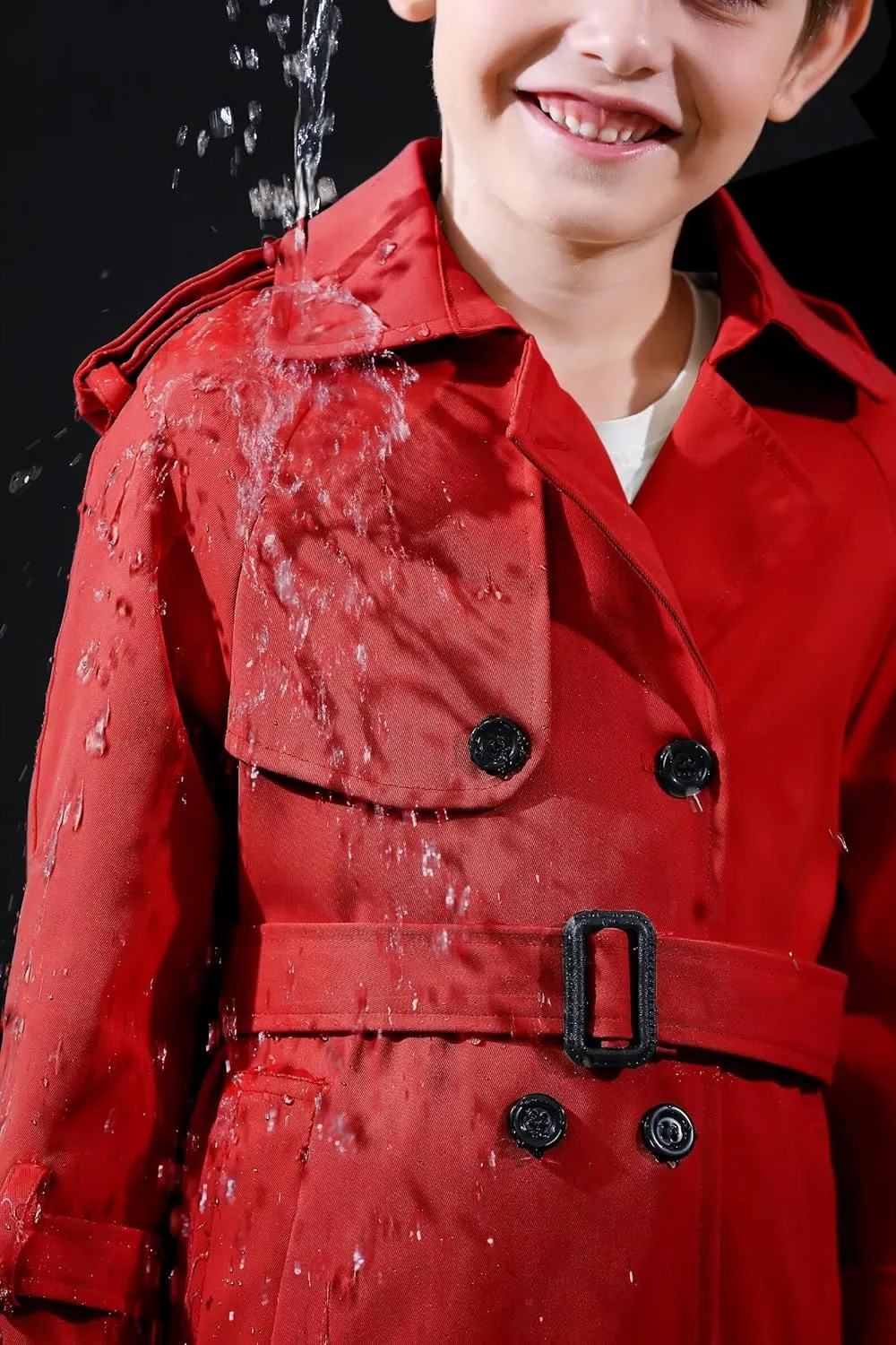 Betusline Boys Waterproof Trench Coat Double Breasted Classic Belted Outwear Jacket Dress Coats