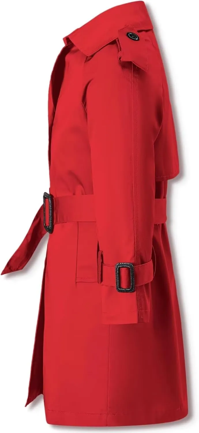 Betusline Boys Waterproof Trench Coat Double Breasted Classic Belted Outwear Jacket Dress Coats