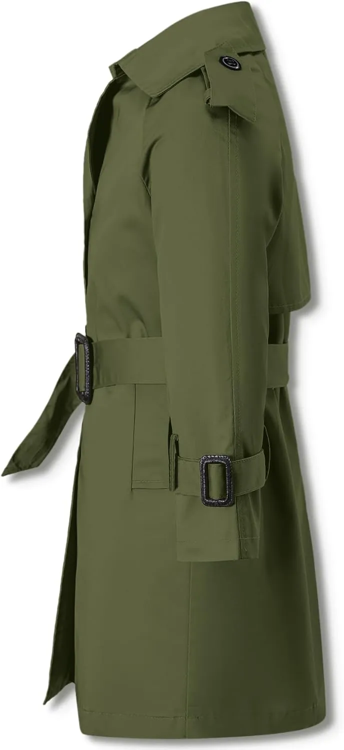 Betusline Boys Waterproof Trench Coat Double Breasted Classic Belted Outwear Jacket Dress Coats