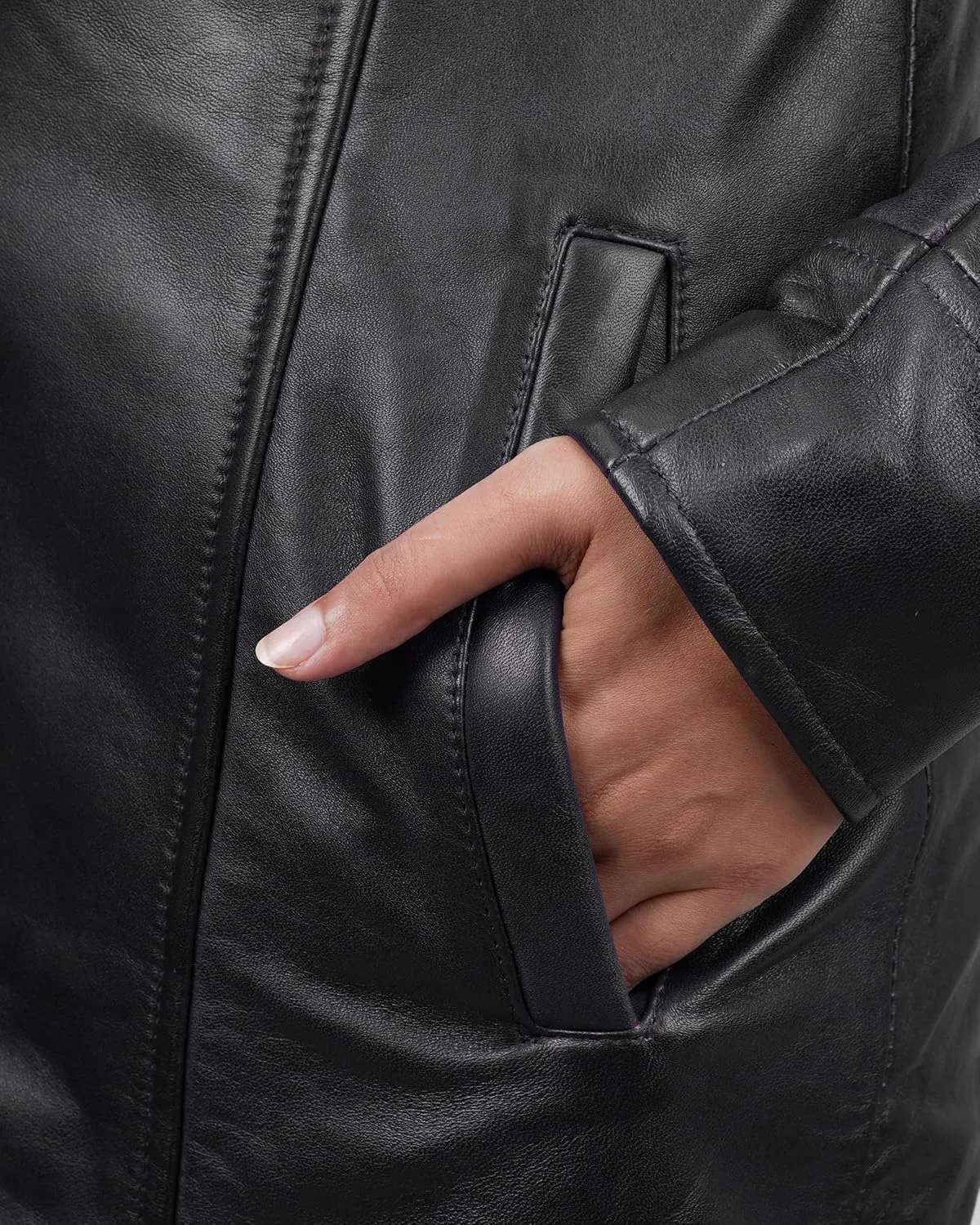 Blingsoul Womens Leather Jacket - Vintage Style Long Leather Jacket Women