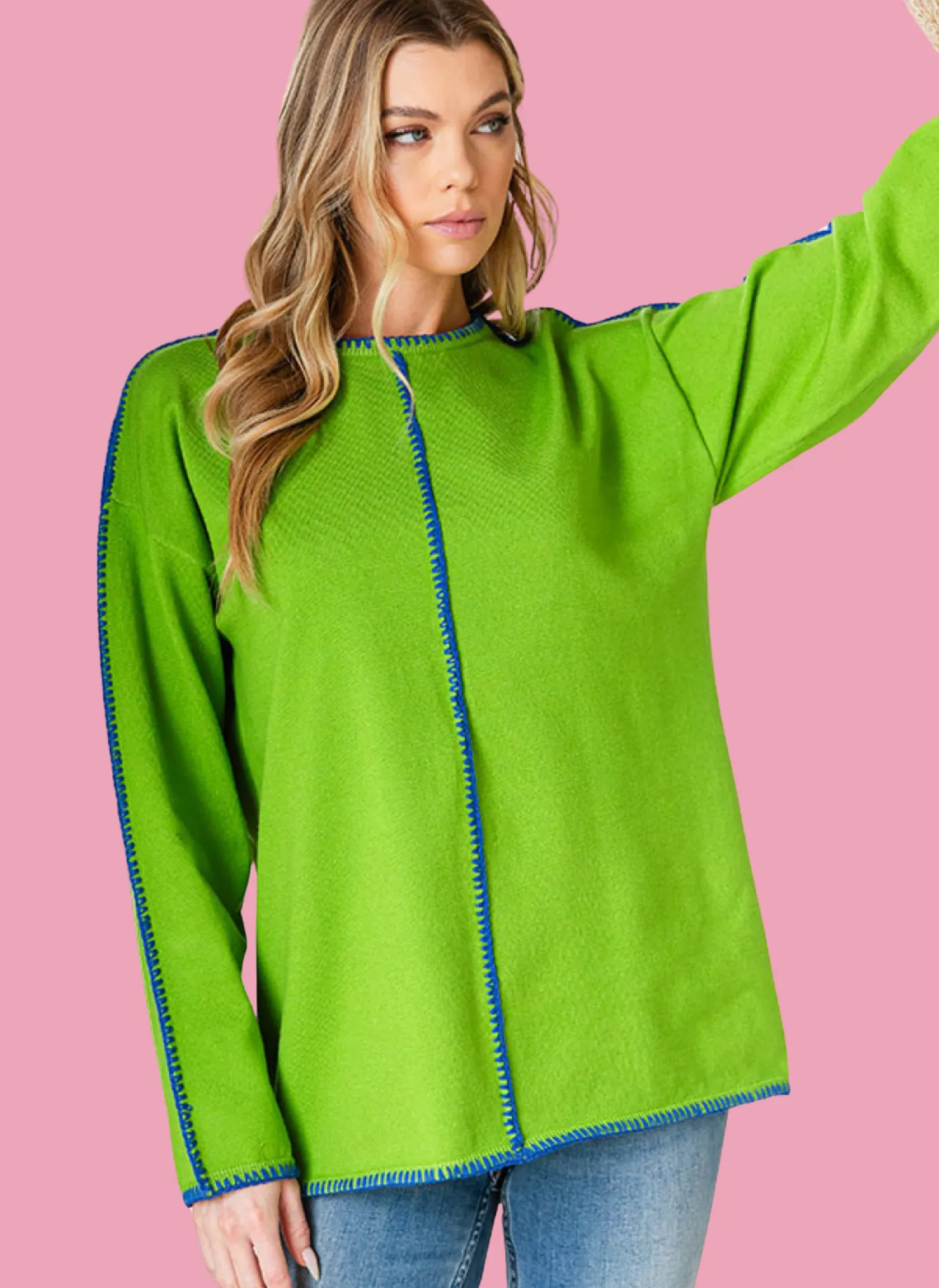 Contrast Stitch Seam Sweater