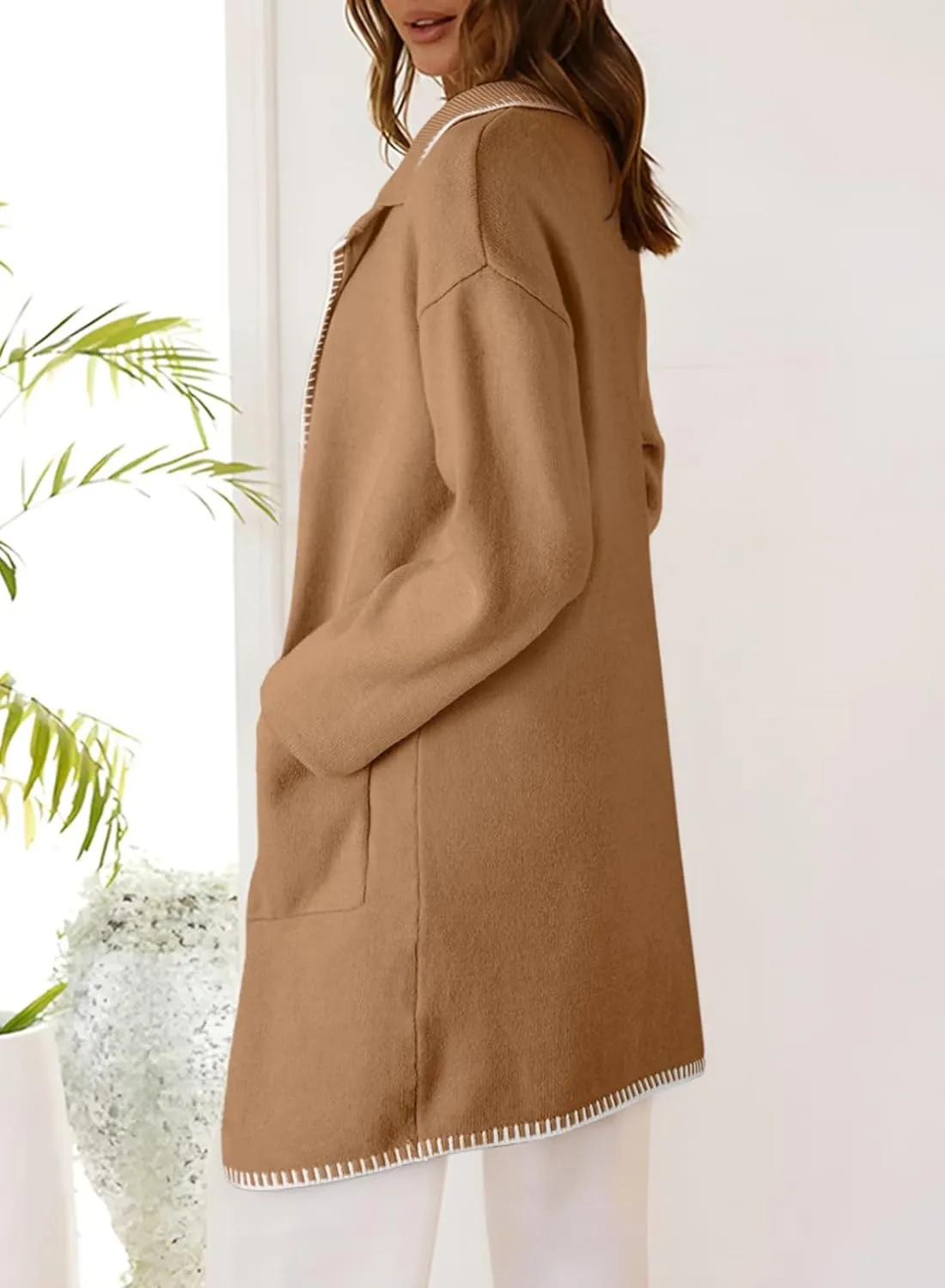 Dokotoo Womens Casual Long Cardigan Sweaters 2024 Winter Coats Fall Jacket Knit Coatigan Outwear with Pockets