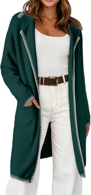 Dokotoo Womens Casual Long Cardigan Sweaters 2024 Winter Coats Fall Jacket Knit Coatigan Outwear with Pockets