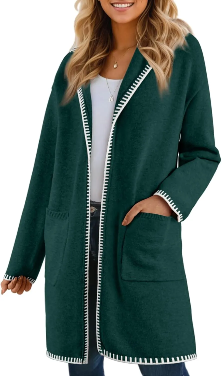 Dokotoo Womens Casual Long Cardigan Sweaters 2024 Winter Coats Fall Jacket Knit Coatigan Outwear with Pockets
