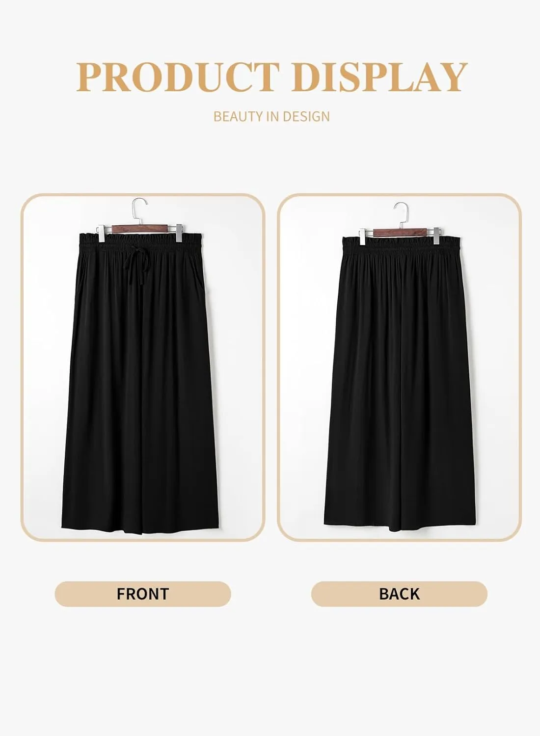 Eytino Womens Plus Size Wide Leg Pants Casual Elastic High Waist Flowy Pants Drawstring Palazzo Pants with Pockets(1X-5X)