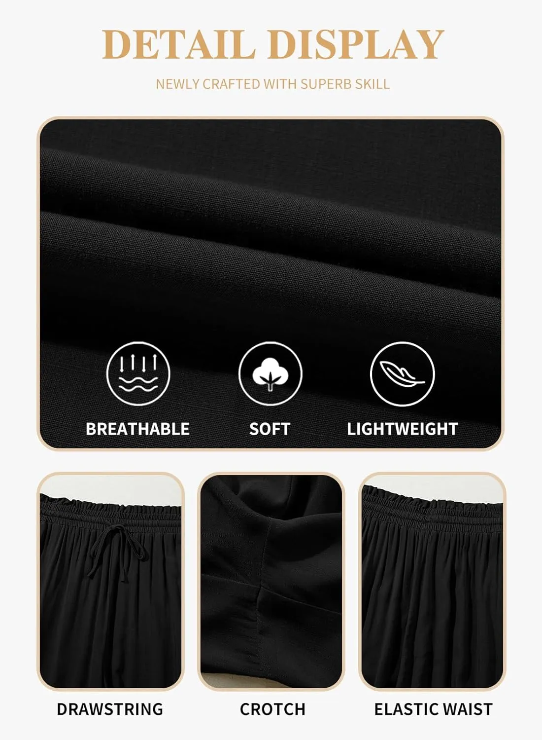 Eytino Womens Plus Size Wide Leg Pants Casual Elastic High Waist Flowy Pants Drawstring Palazzo Pants with Pockets(1X-5X)