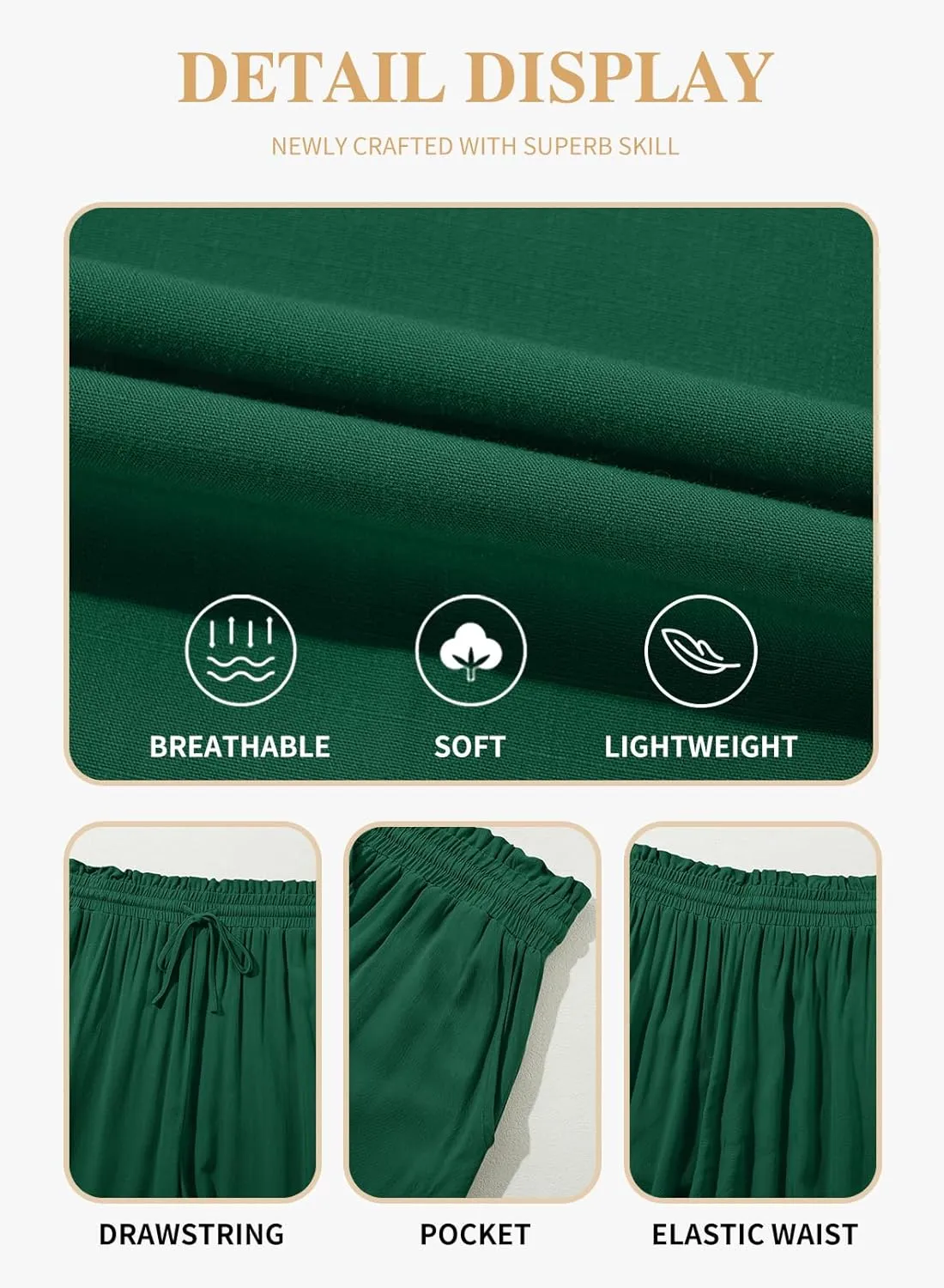 Eytino Womens Plus Size Wide Leg Pants Casual Elastic High Waist Flowy Pants Drawstring Palazzo Pants with Pockets(1X-5X)