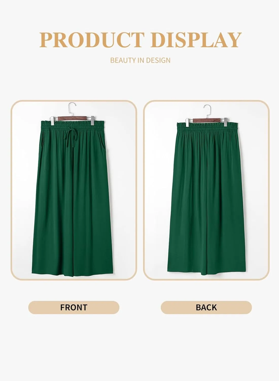 Eytino Womens Plus Size Wide Leg Pants Casual Elastic High Waist Flowy Pants Drawstring Palazzo Pants with Pockets(1X-5X)