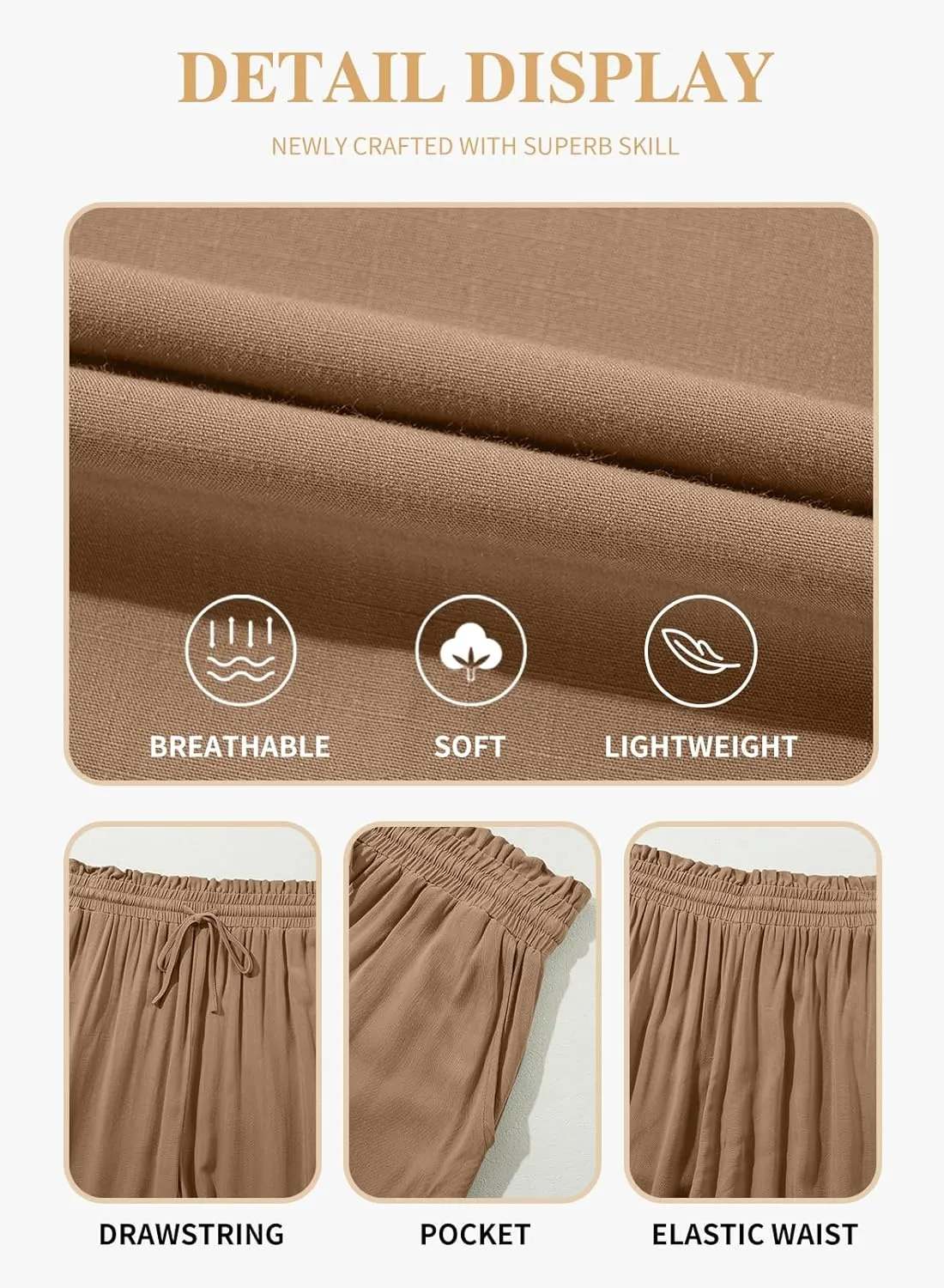 Eytino Womens Plus Size Wide Leg Pants Casual Elastic High Waist Flowy Pants Drawstring Palazzo Pants with Pockets(1X-5X)