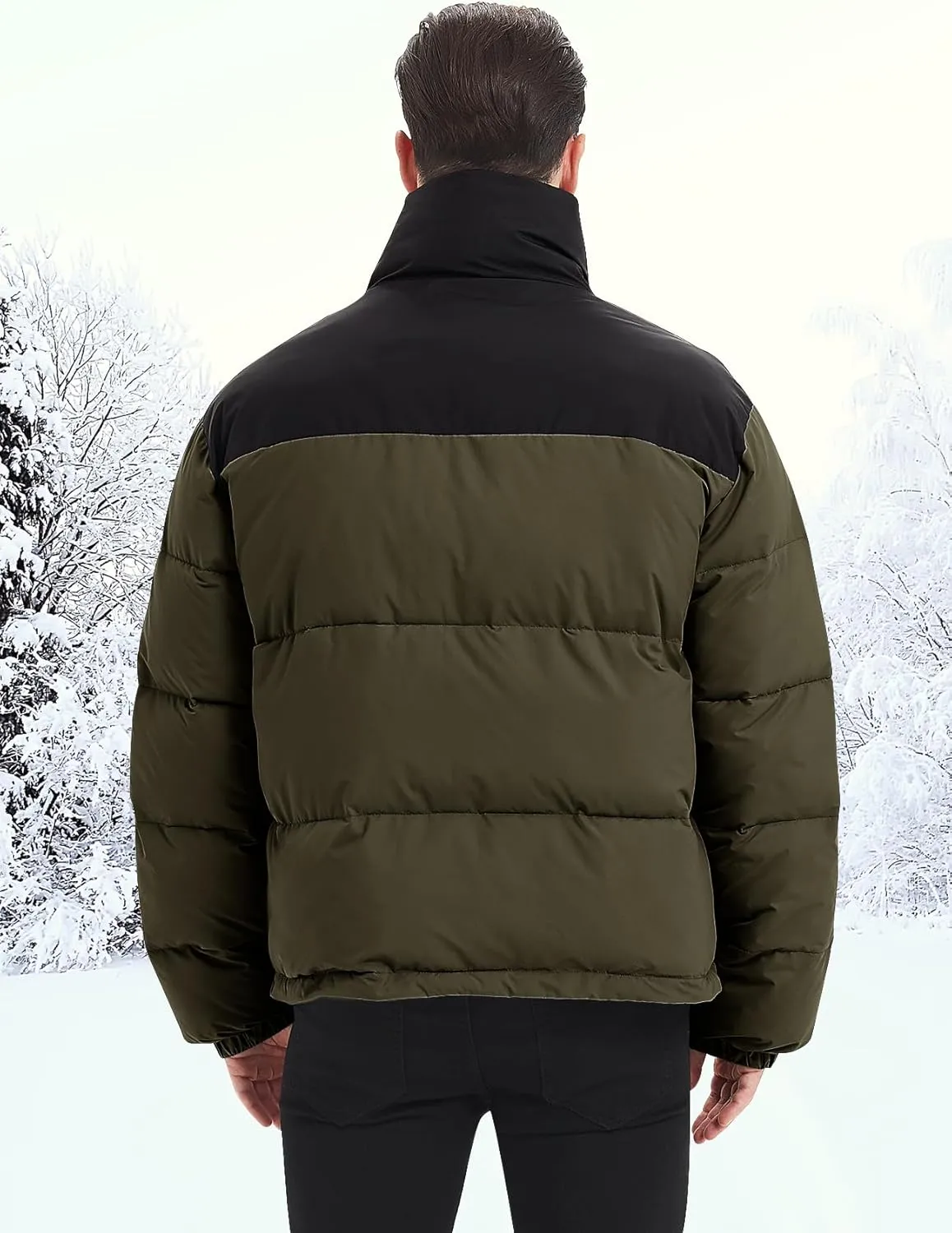 Flygo Men Puffer Jacket Winter Coats Water Resistant Long Sleeve Zip Up Lightweight Quilted Down Jackets