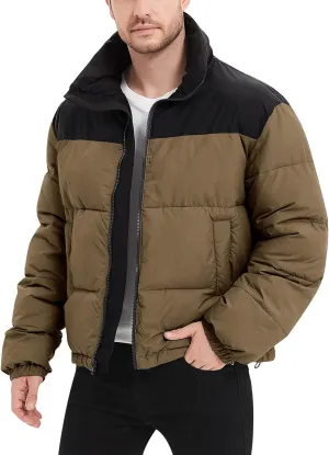 Flygo Men Puffer Jacket Winter Coats Water Resistant Long Sleeve Zip Up Lightweight Quilted Down Jackets