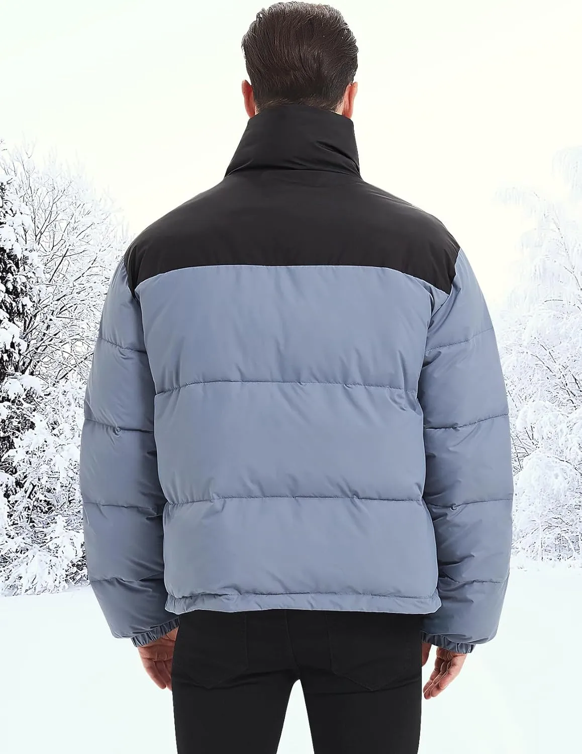 Flygo Men Puffer Jacket Winter Coats Water Resistant Long Sleeve Zip Up Lightweight Quilted Down Jackets