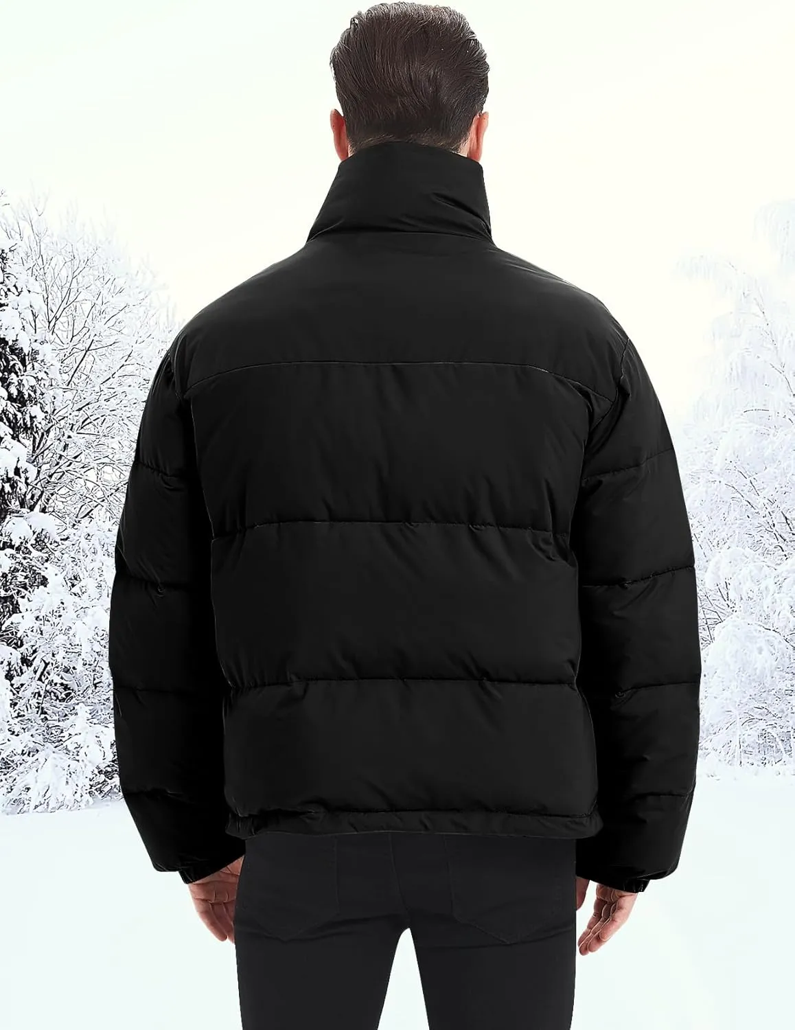 Flygo Men Puffer Jacket Winter Coats Water Resistant Long Sleeve Zip Up Lightweight Quilted Down Jackets