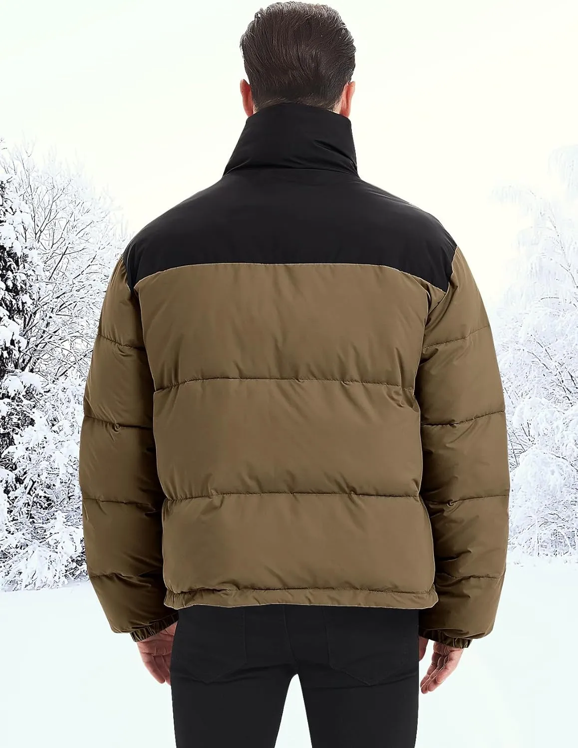 Flygo Men Puffer Jacket Winter Coats Water Resistant Long Sleeve Zip Up Lightweight Quilted Down Jackets