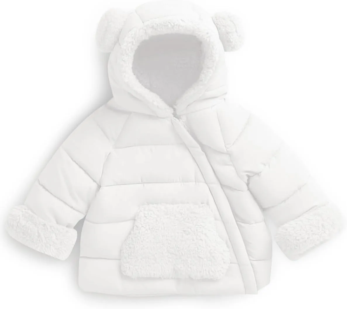 Haloumoning Baby Girls Winter Down Coats Kids Fleece Bear Hoods Light Puffer Padded Jacket Fashion Outerwear