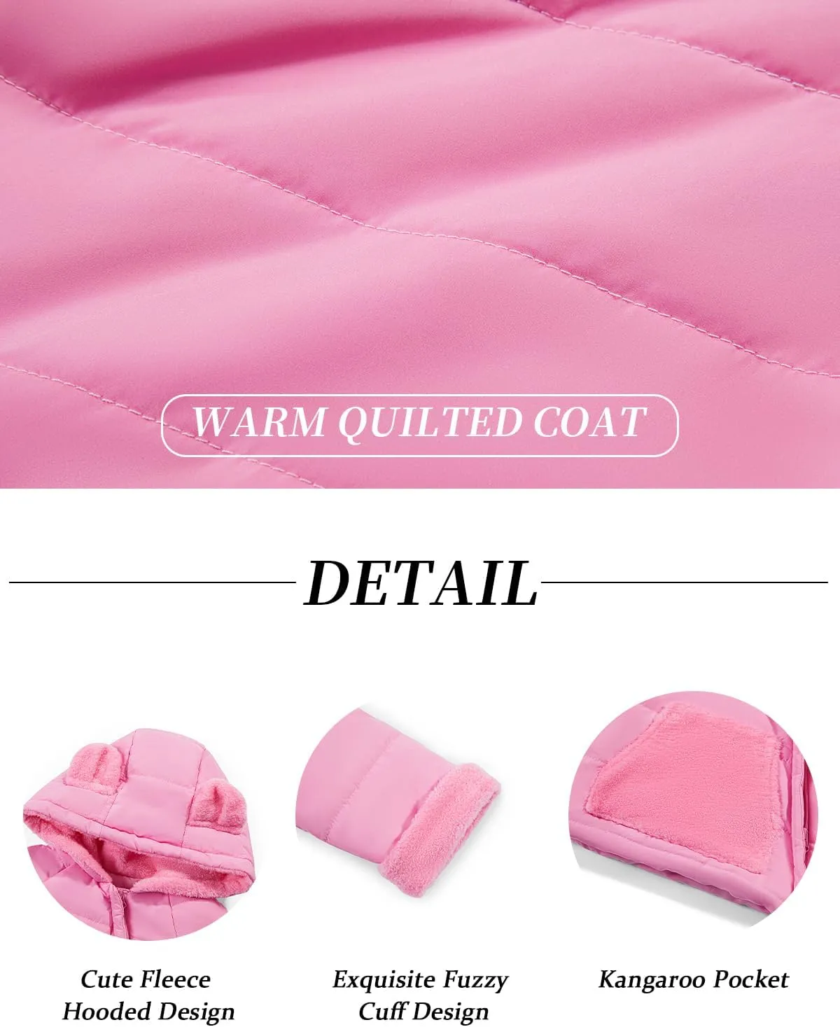 Haloumoning Baby Girls Winter Down Coats Kids Fleece Bear Hoods Light Puffer Padded Jacket Fashion Outerwear