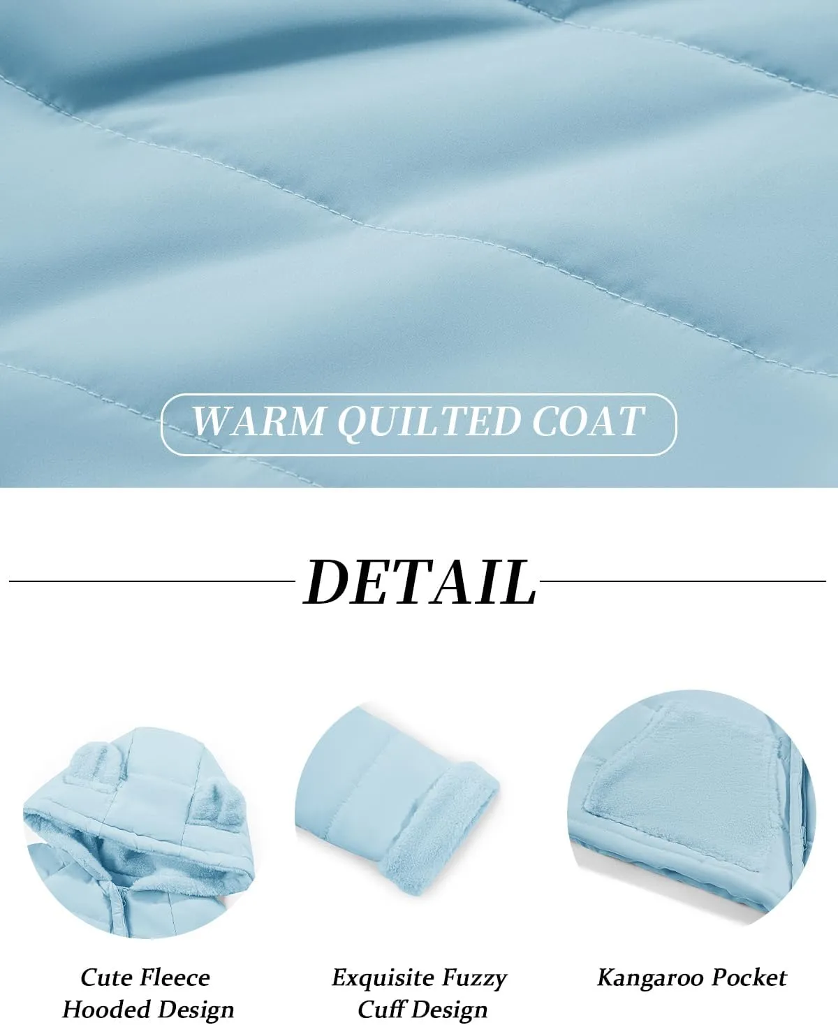 Haloumoning Baby Girls Winter Down Coats Kids Fleece Bear Hoods Light Puffer Padded Jacket Fashion Outerwear