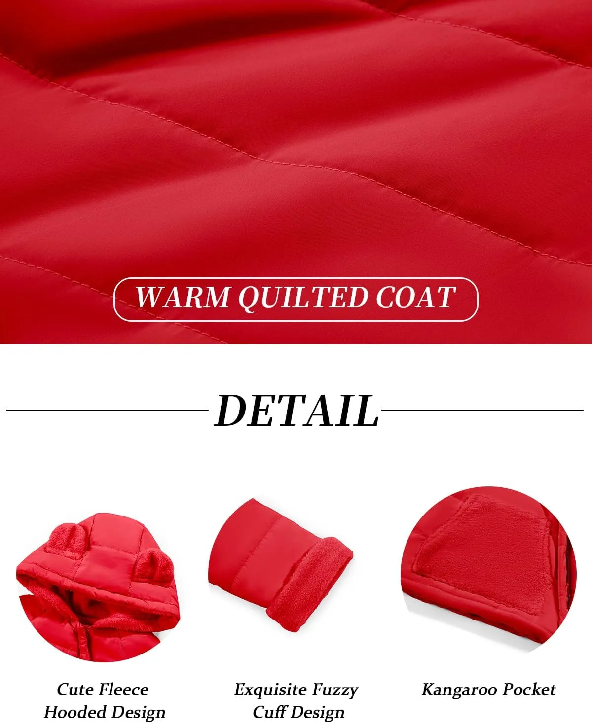 Haloumoning Baby Girls Winter Down Coats Kids Fleece Bear Hoods Light Puffer Padded Jacket Fashion Outerwear