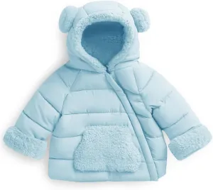 Haloumoning Baby Girls Winter Down Coats Kids Fleece Bear Hoods Light Puffer Padded Jacket Fashion Outerwear