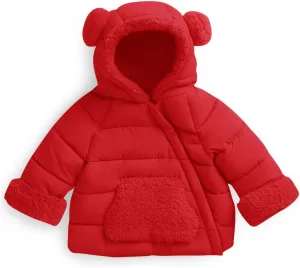 Haloumoning Baby Girls Winter Down Coats Kids Fleece Bear Hoods Light Puffer Padded Jacket Fashion Outerwear