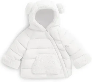Haloumoning Baby Girls Winter Down Coats Kids Fleece Bear Hoods Light Puffer Padded Jacket Fashion Outerwear