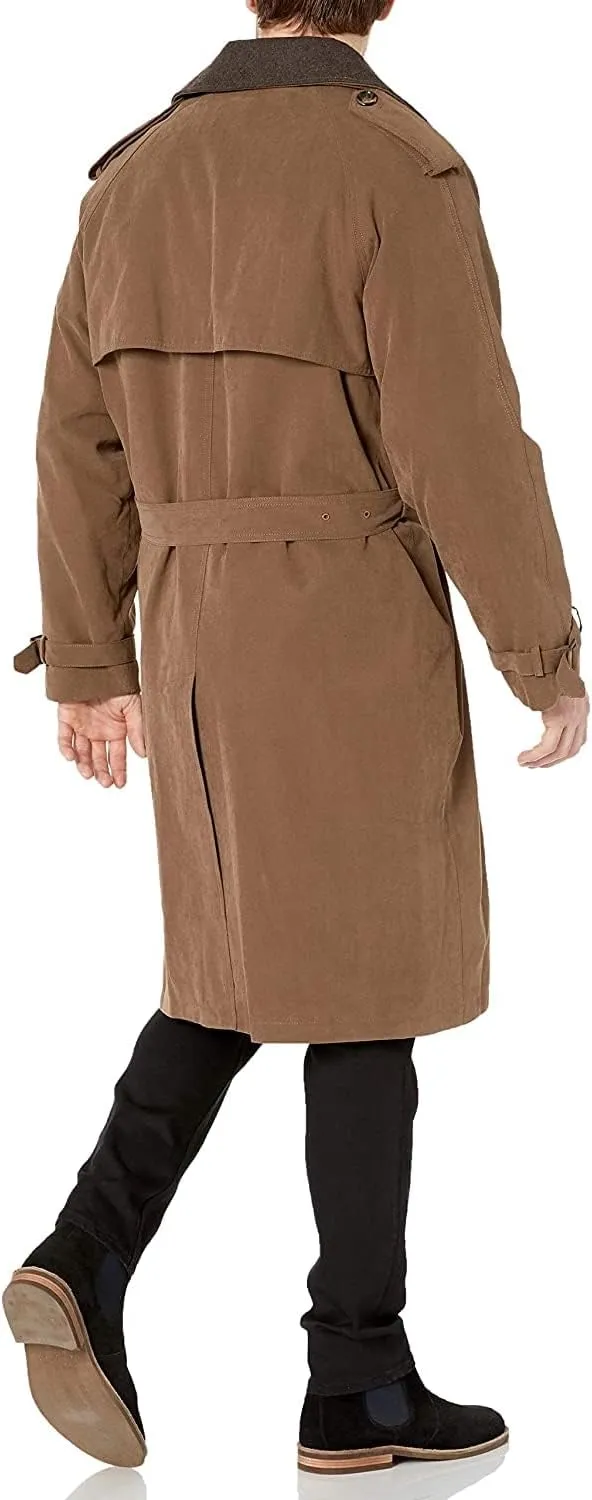 LONDON FOG Men's Iconic Double Breasted Trench Coat with Zip-Out Liner and Removable Top Collar