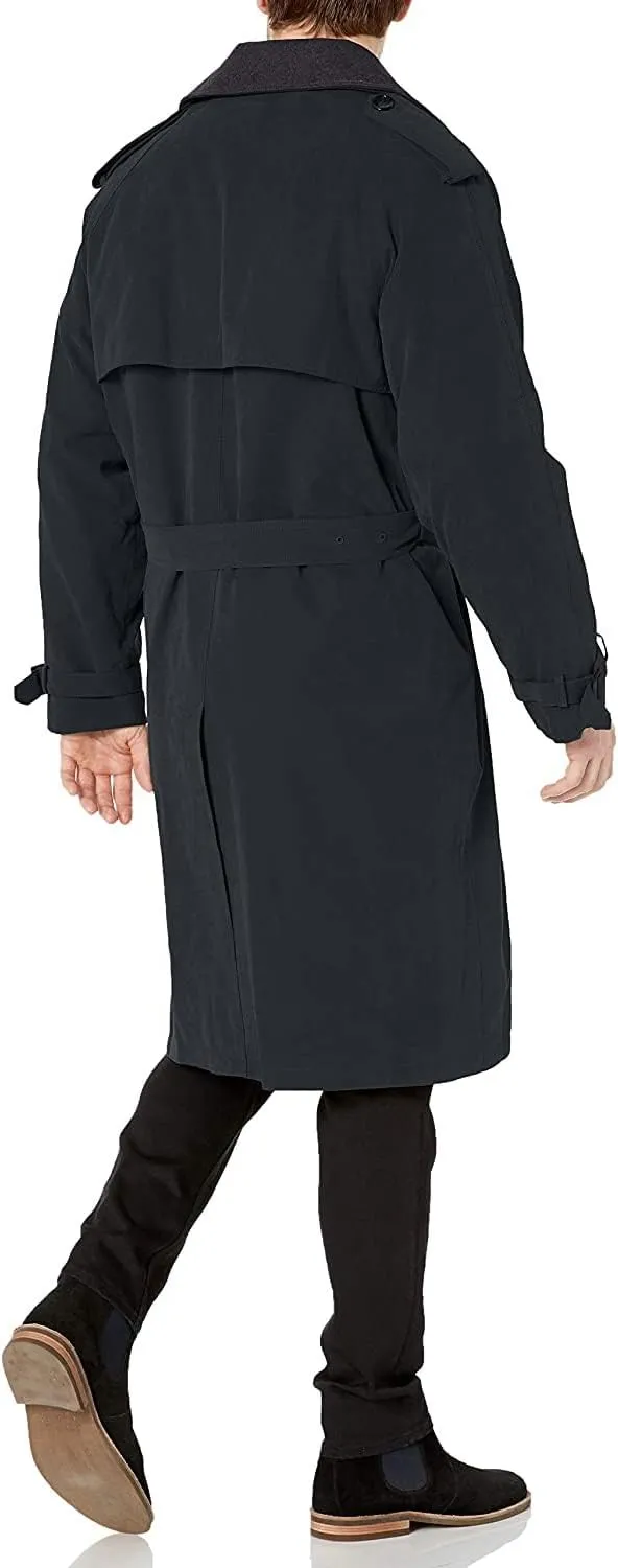 LONDON FOG Men's Iconic Double Breasted Trench Coat with Zip-Out Liner and Removable Top Collar
