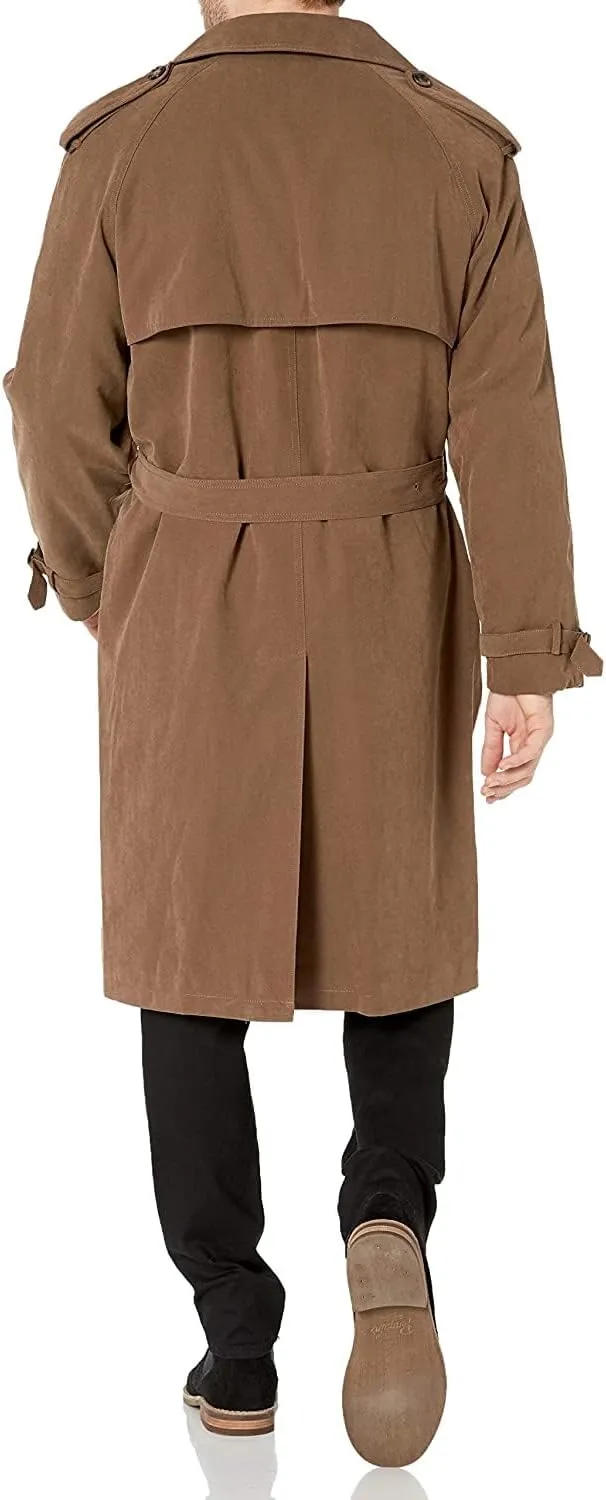 LONDON FOG Men's Iconic Double Breasted Trench Coat with Zip-Out Liner and Removable Top Collar
