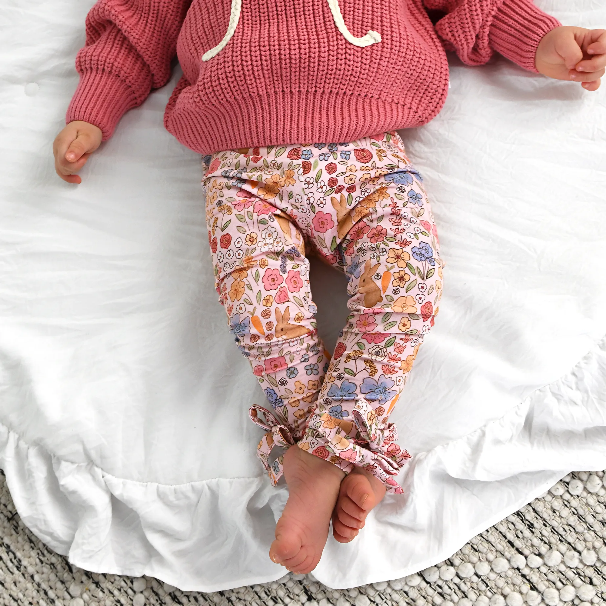 Meadow Floral Bunny BOW LEGGINGS