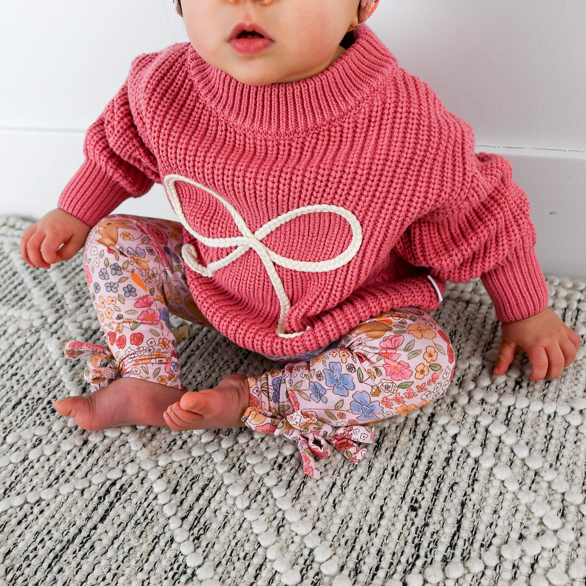 Meadow Floral Bunny BOW LEGGINGS