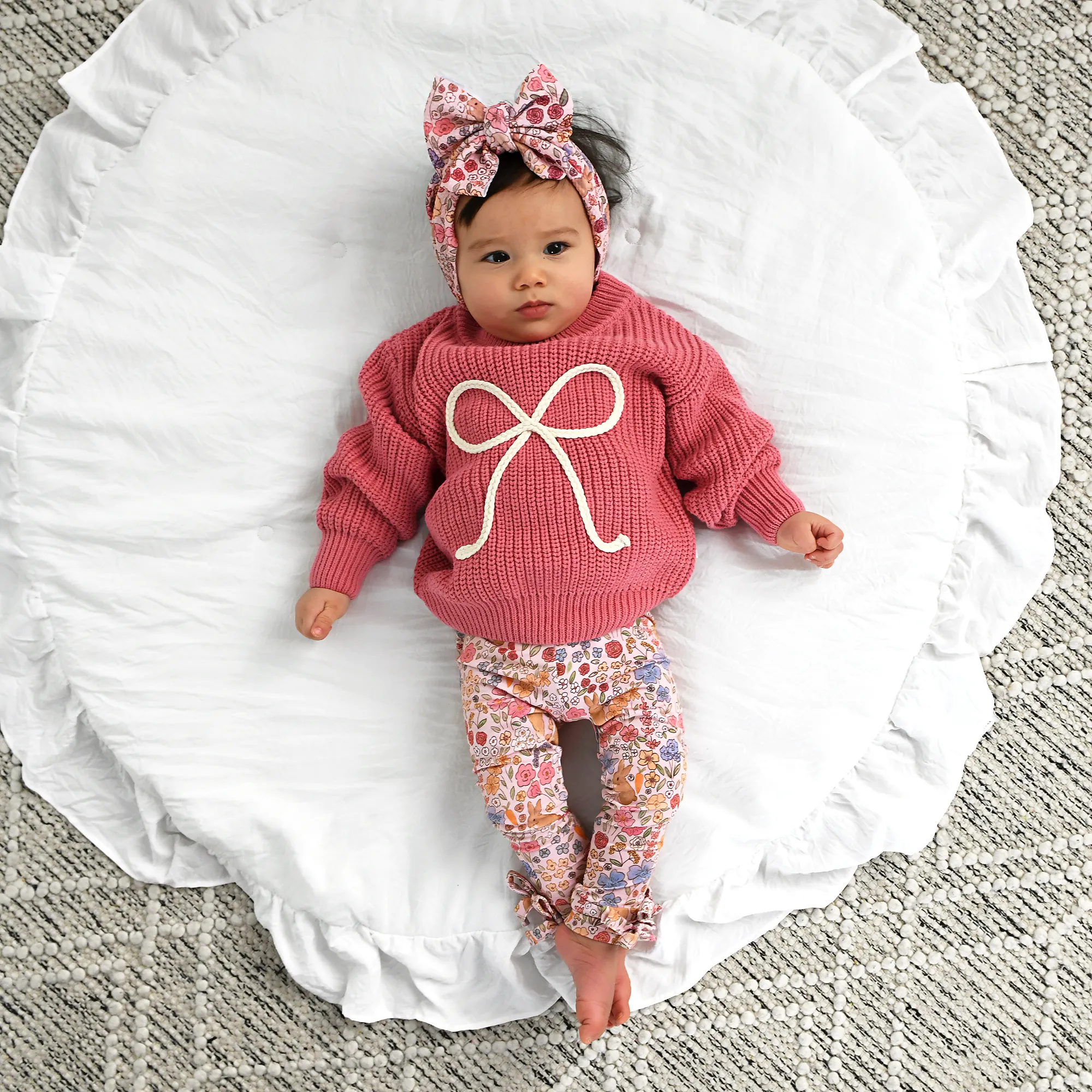 Meadow Floral Bunny BOW LEGGINGS