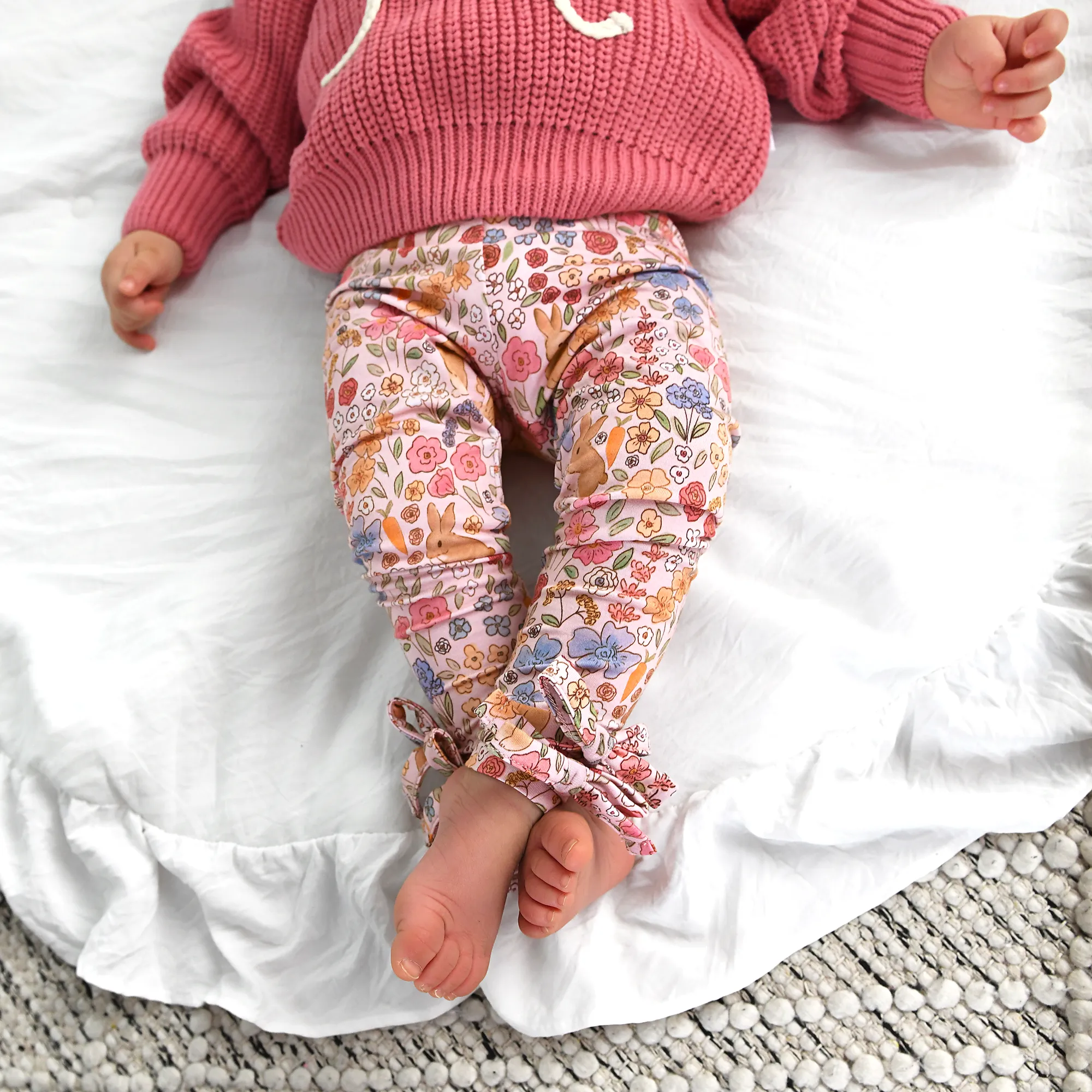 Meadow Floral Bunny BOW LEGGINGS