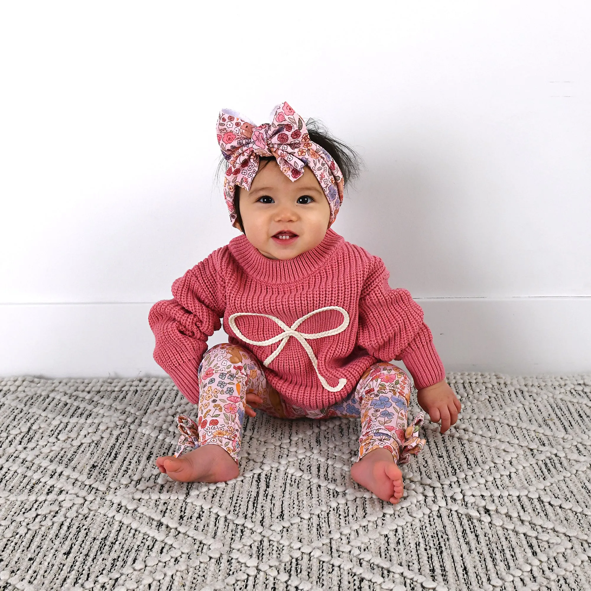 Meadow Floral Bunny BOW LEGGINGS