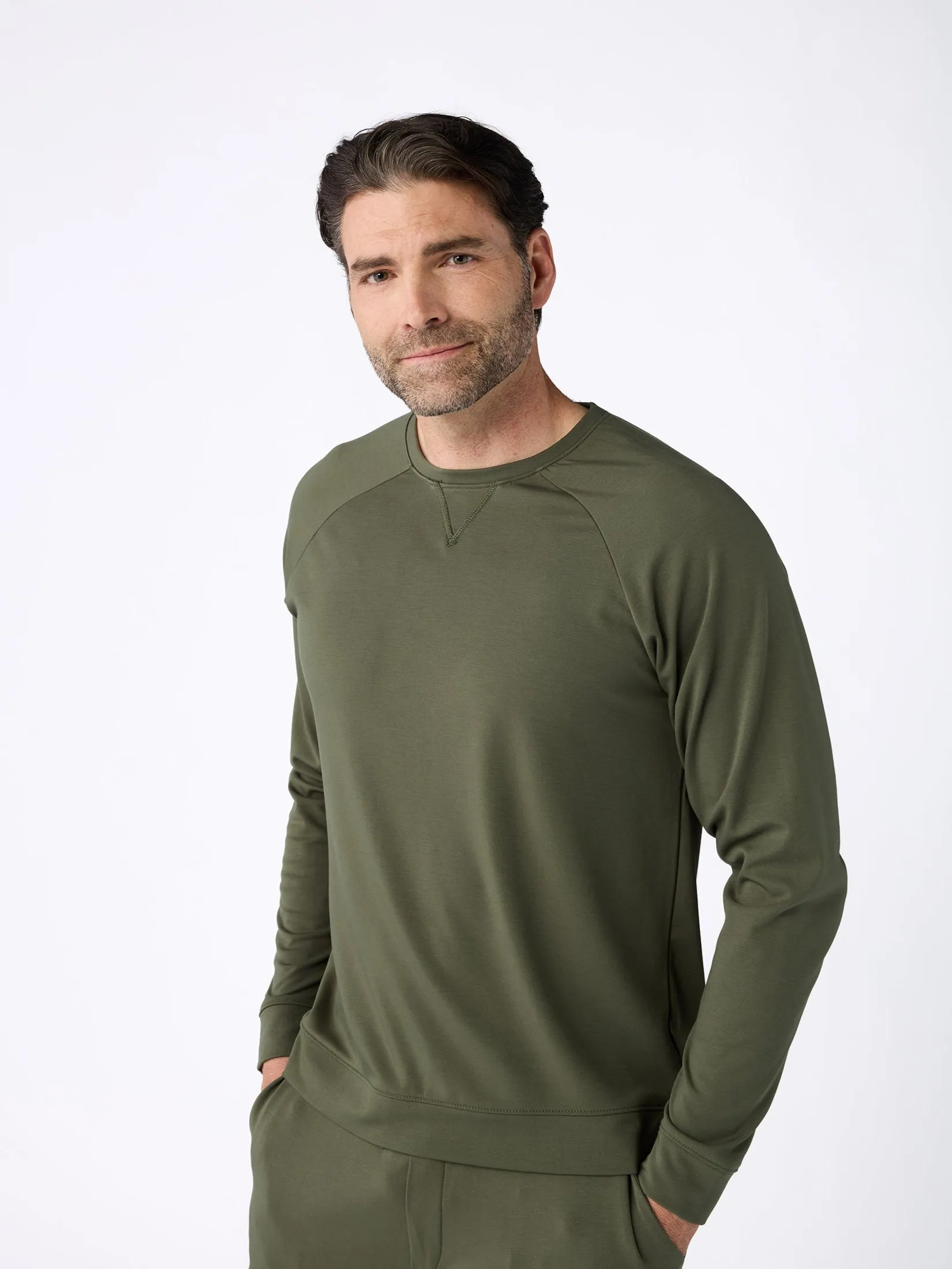 Men's Brushed Bamboo Pullover Crew