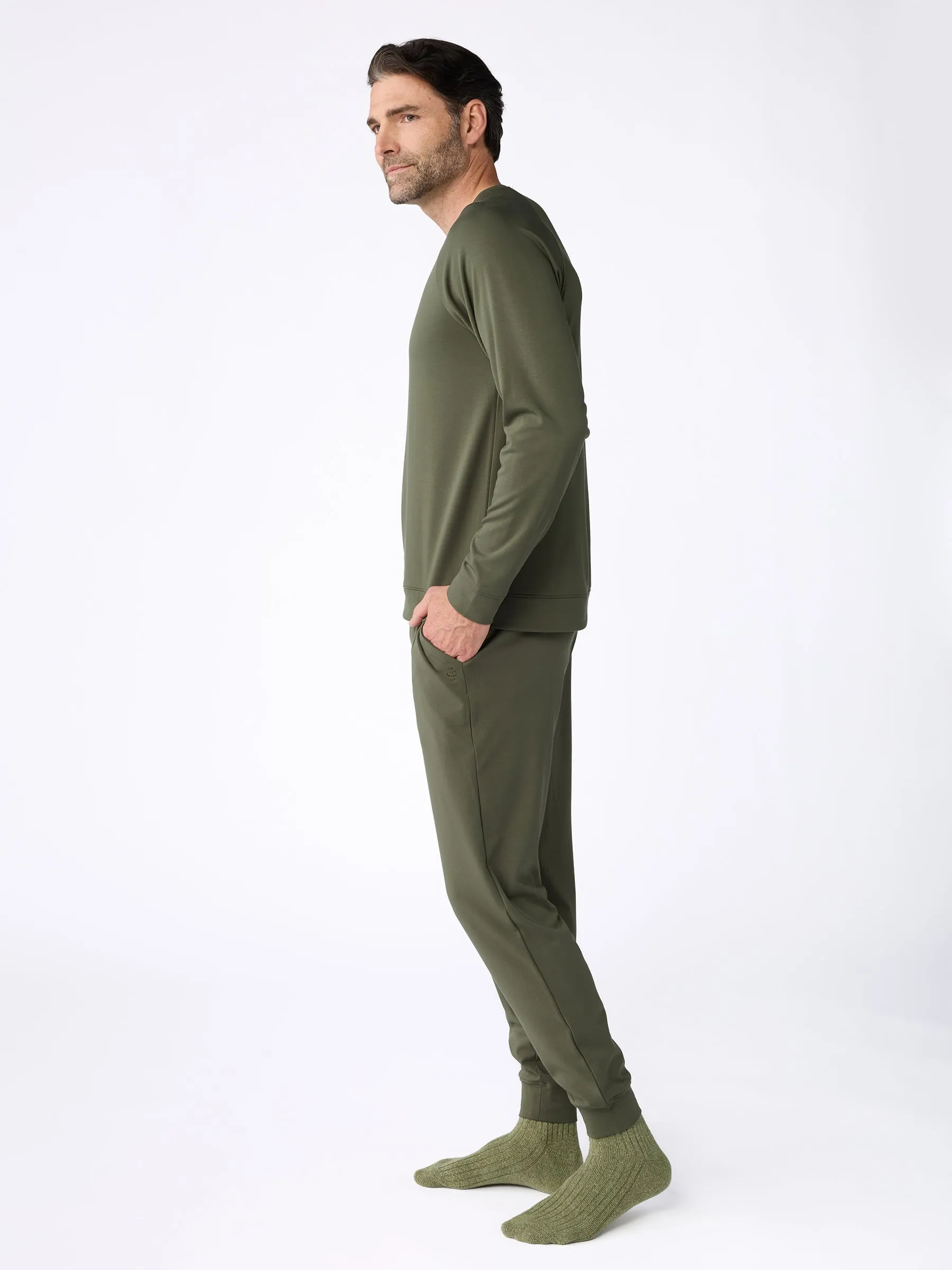Men's Brushed Bamboo Pullover Crew