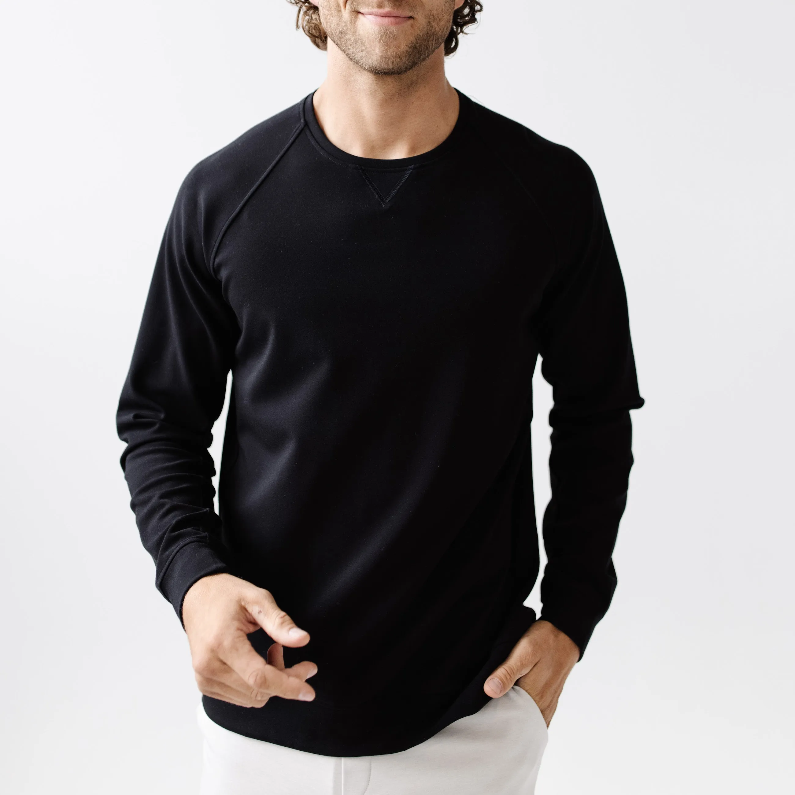 Men's Brushed Bamboo Pullover Crew