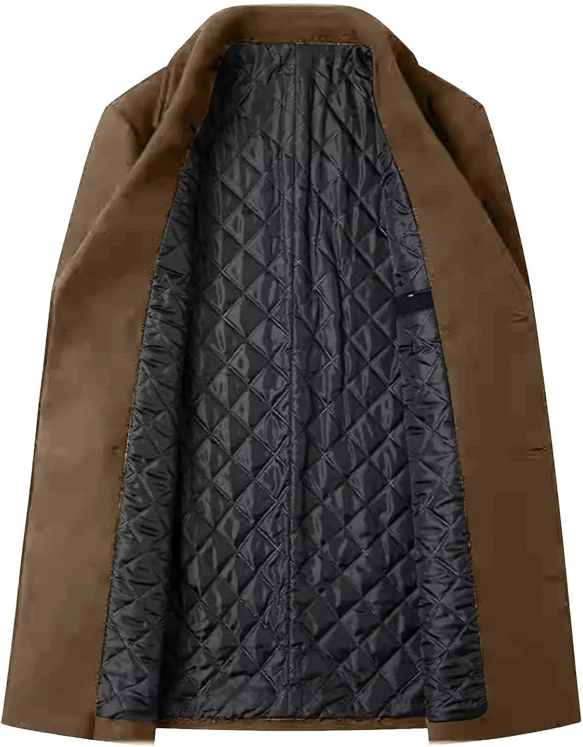 Men's Casual Trench Coat Slim Fit Notched Collar Long Jacket Overcoat Double Breasted Button Pea Coats wih Pockets