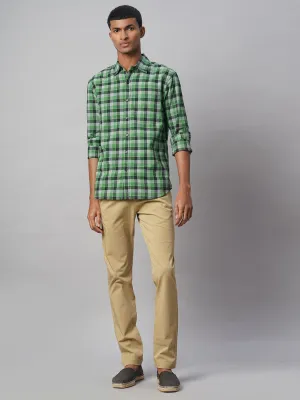 Men's Green Cotton Linen Regular Fit Shirt