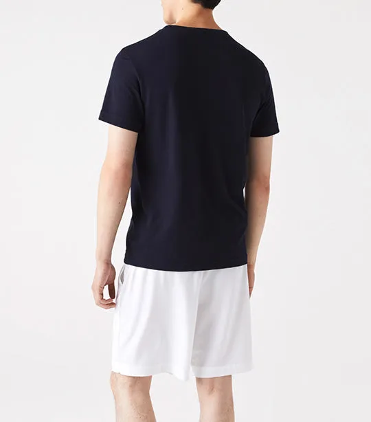 Men's Lacoste SPORT 3D Print Crocodile Breathable Jersey T-shirt Navy Blue/White