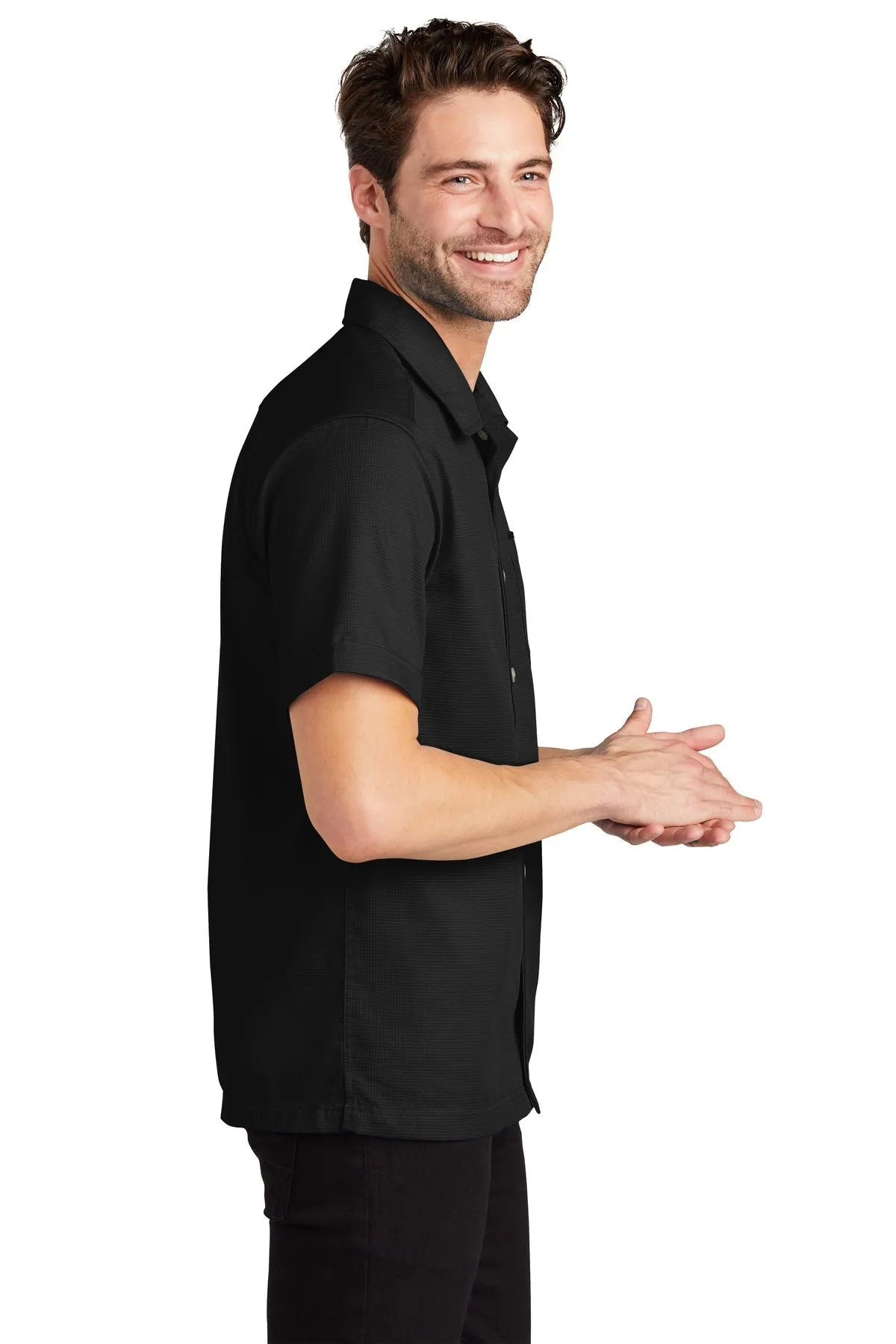 Port Authority Textured Custom Camp Shirts, Black